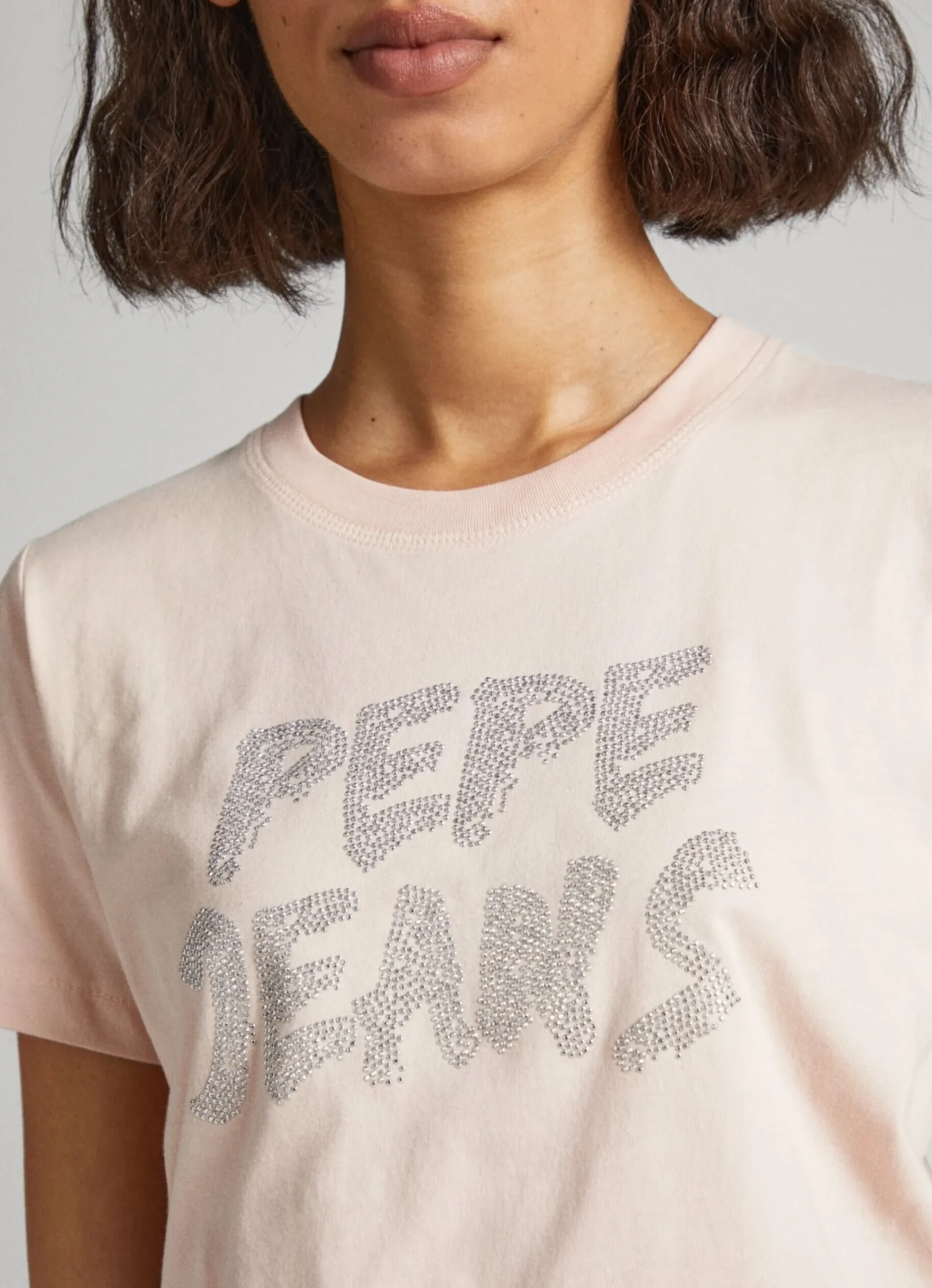 Mulher Pepe Jeans T-Shirts>T-Shirt Logo Strass