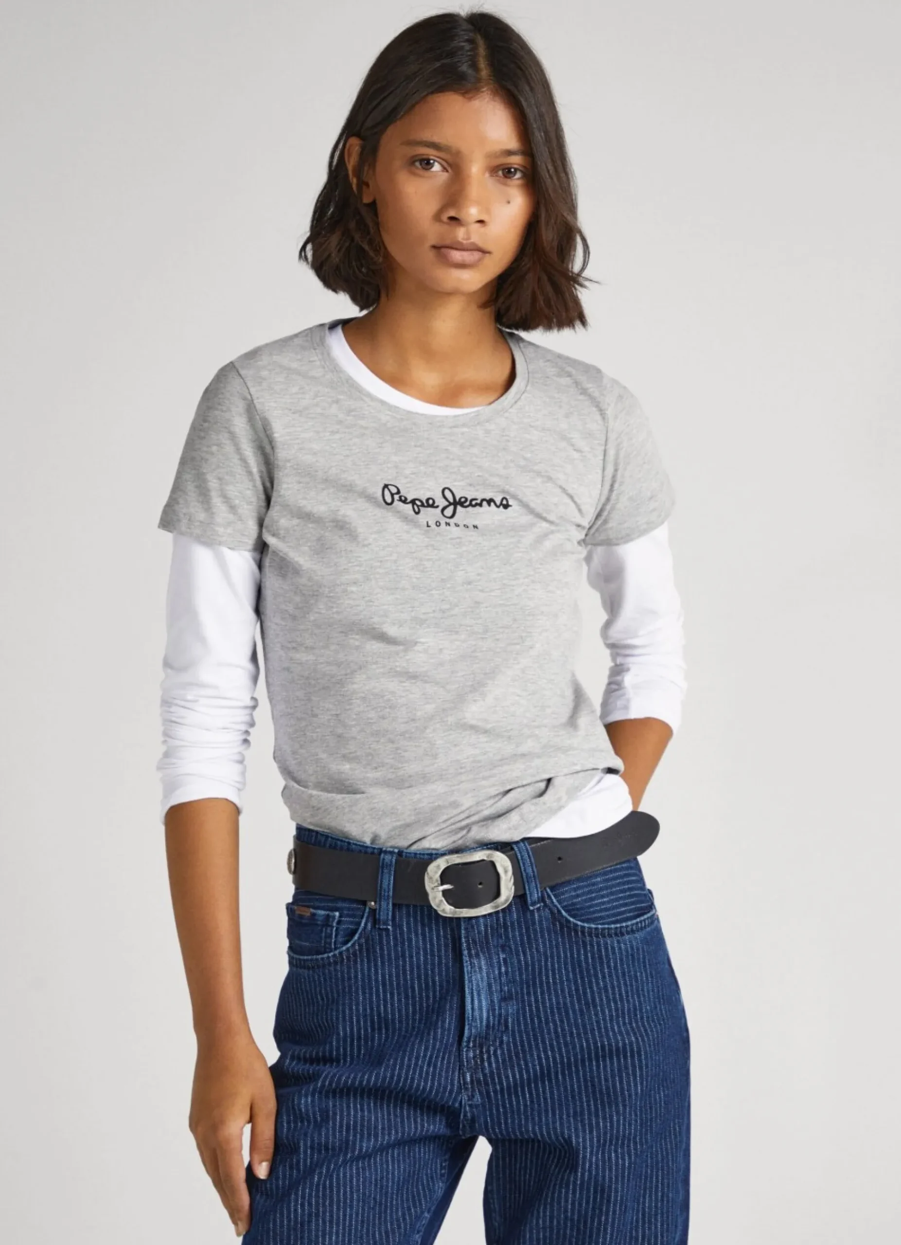 Mulher Pepe Jeans T-Shirts>T-Shirt Lycra Logo Estampado