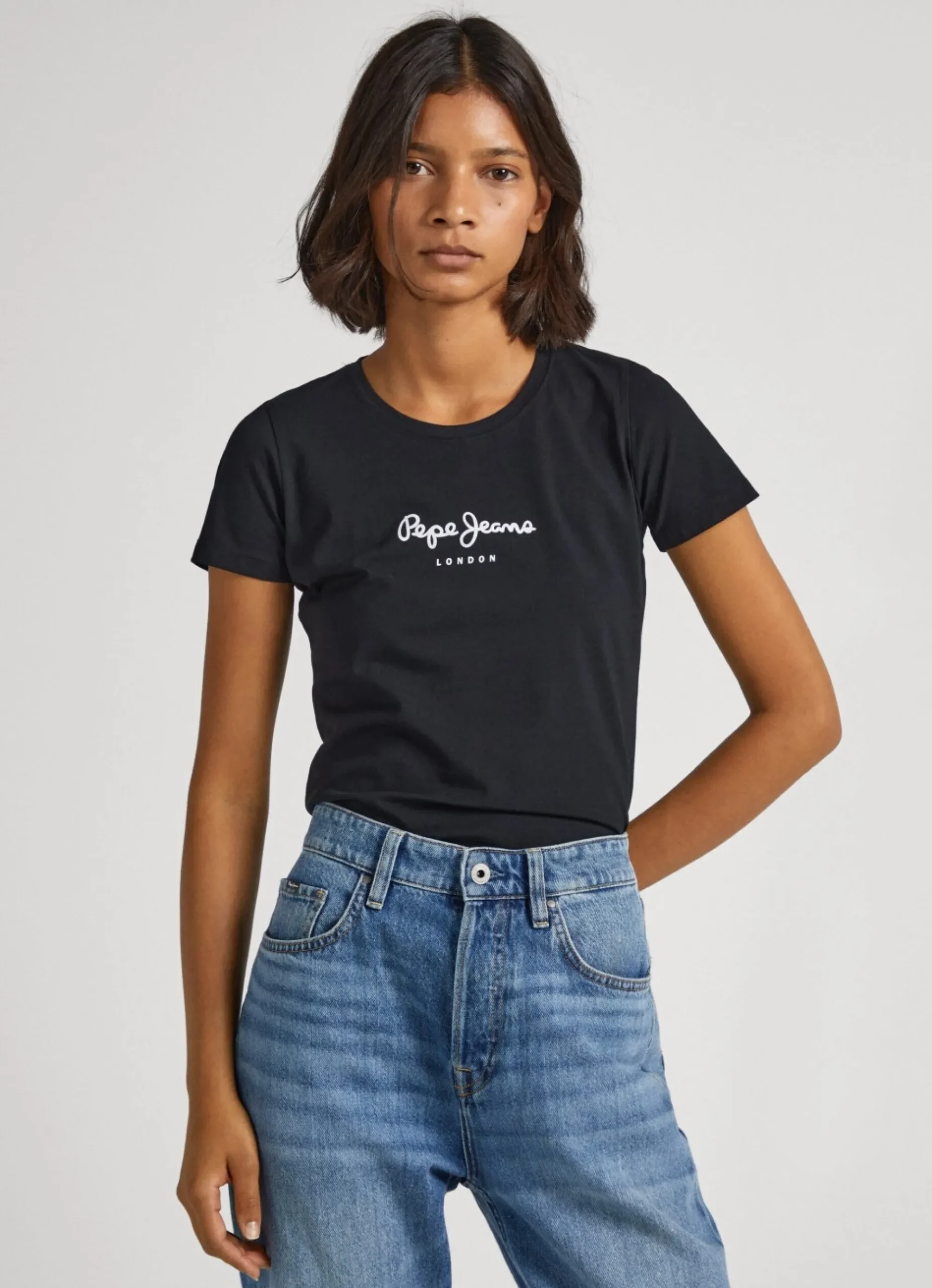 Mulher Pepe Jeans T-Shirts>T-Shirt Lycra Logo Estampado