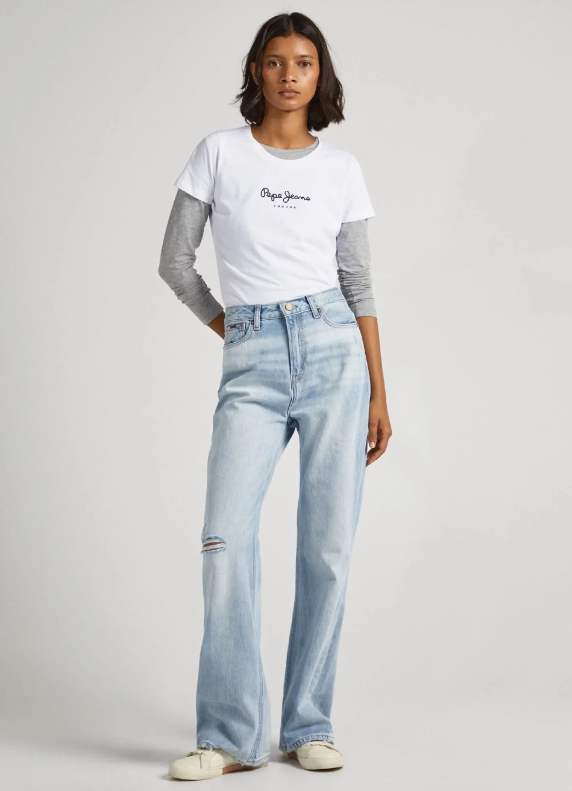 Mulher Pepe Jeans T-Shirts>T-Shirt Lycra Logo Estampado