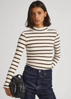 Mulher Pepe Jeans T-Shirts>T-Shirt Manga Comprida As Riscas