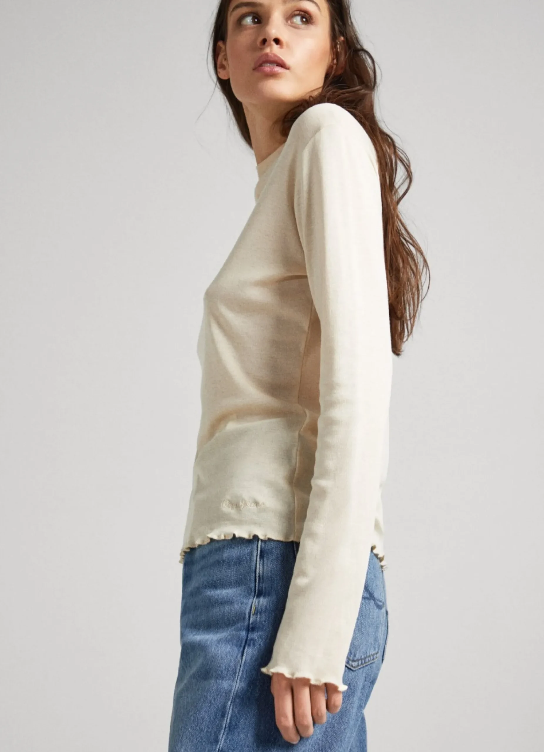 Mulher Pepe Jeans T-Shirts>T-Shirt Manga Comprida Gola Perkins