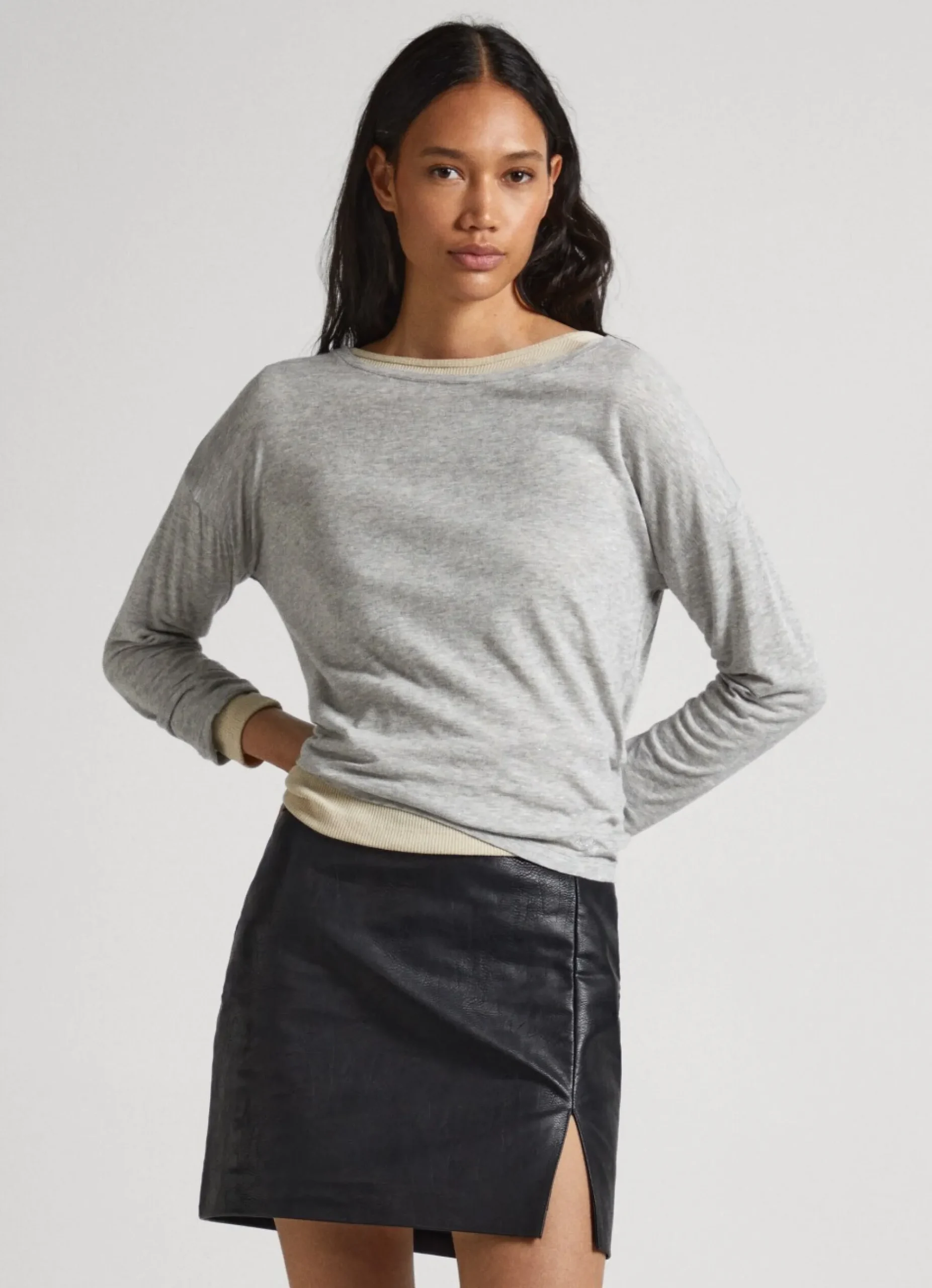 Mulher Pepe Jeans T-Shirts>T-Shirt Manga Comprida Jaspeada