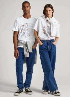 Mulher Pepe Jeans T-Shirts>T-Shirt Mapa Londres Estampado