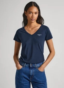 Mulher Pepe Jeans T-Shirts>T-Shirt Slim Fit Decote V