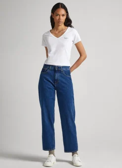 Mulher Pepe Jeans T-Shirts>T-Shirt Slim Fit Decote V