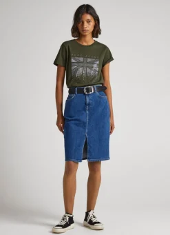 Mulher Pepe Jeans T-Shirts>T-Shirt Union Jack Strass