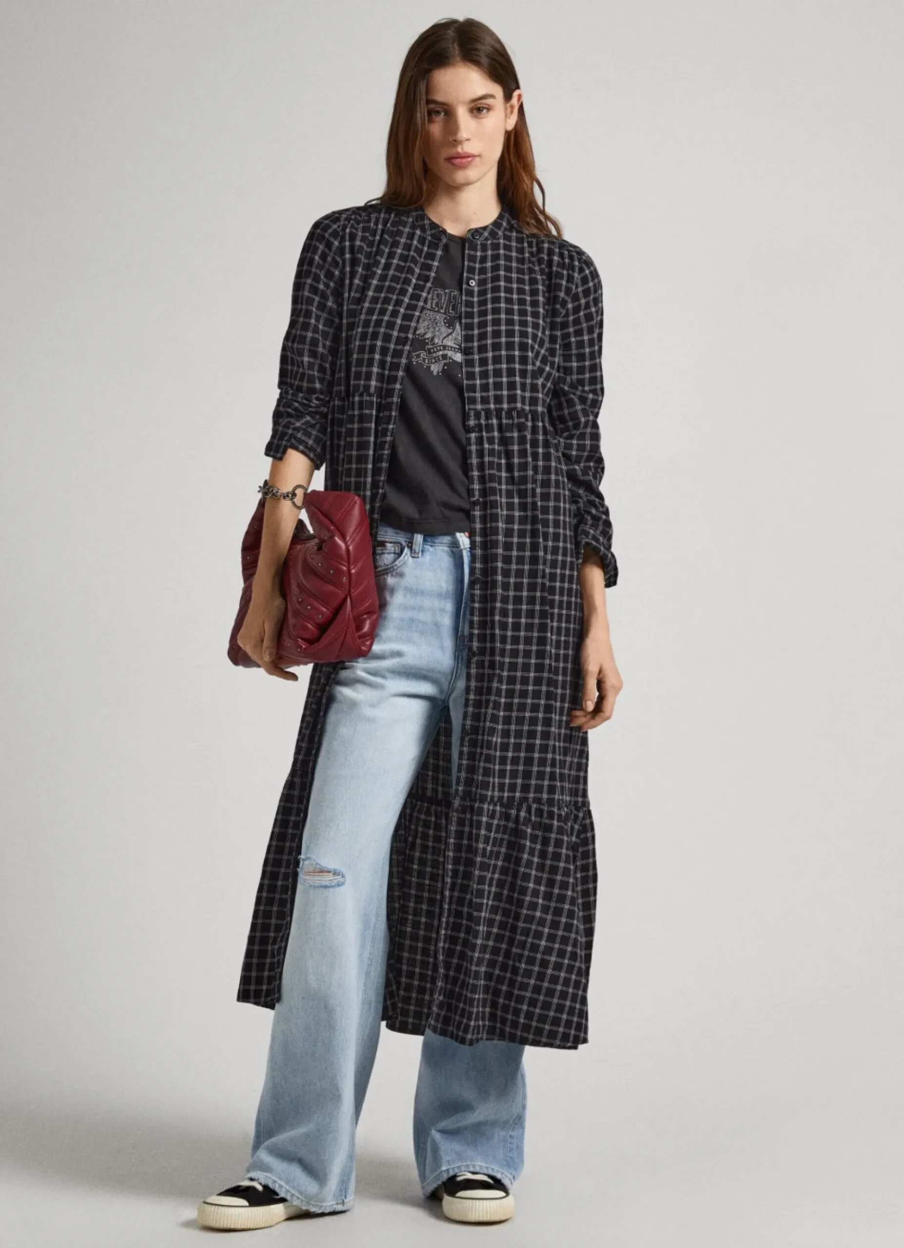 Mulher Pepe Jeans Vestidos E Macacões>Vestido Algodao Padrao Xadrez