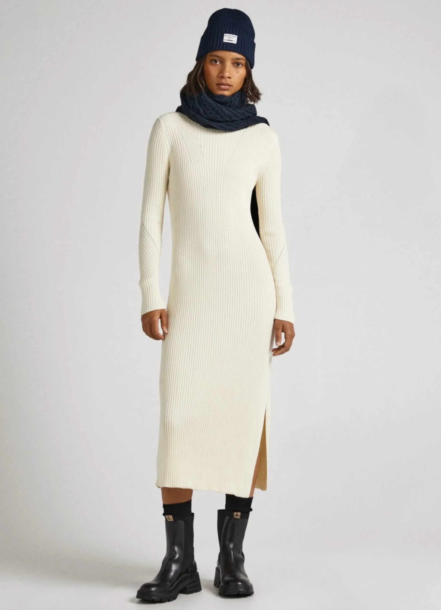Mulher Pepe Jeans Malhas>Vestido Canelado Regular Fit