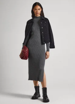 Mulher Pepe Jeans Malhas>Vestido Canelado Regular Fit