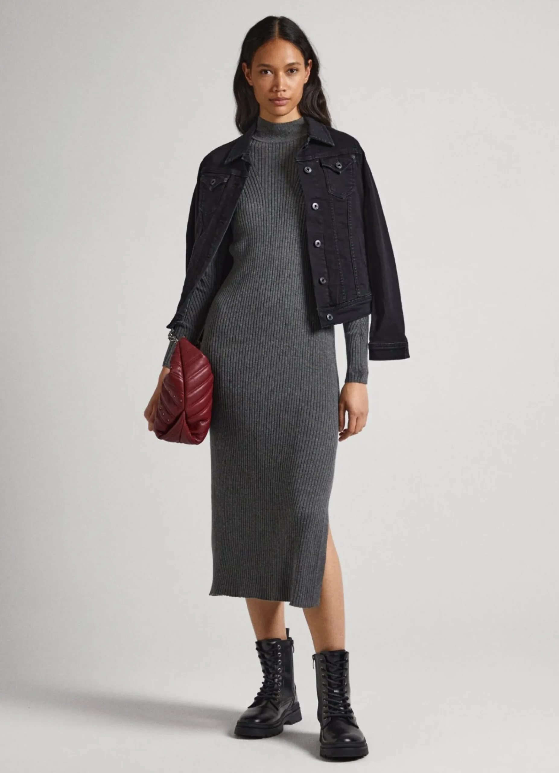 Mulher Pepe Jeans Malhas>Vestido Canelado Regular Fit