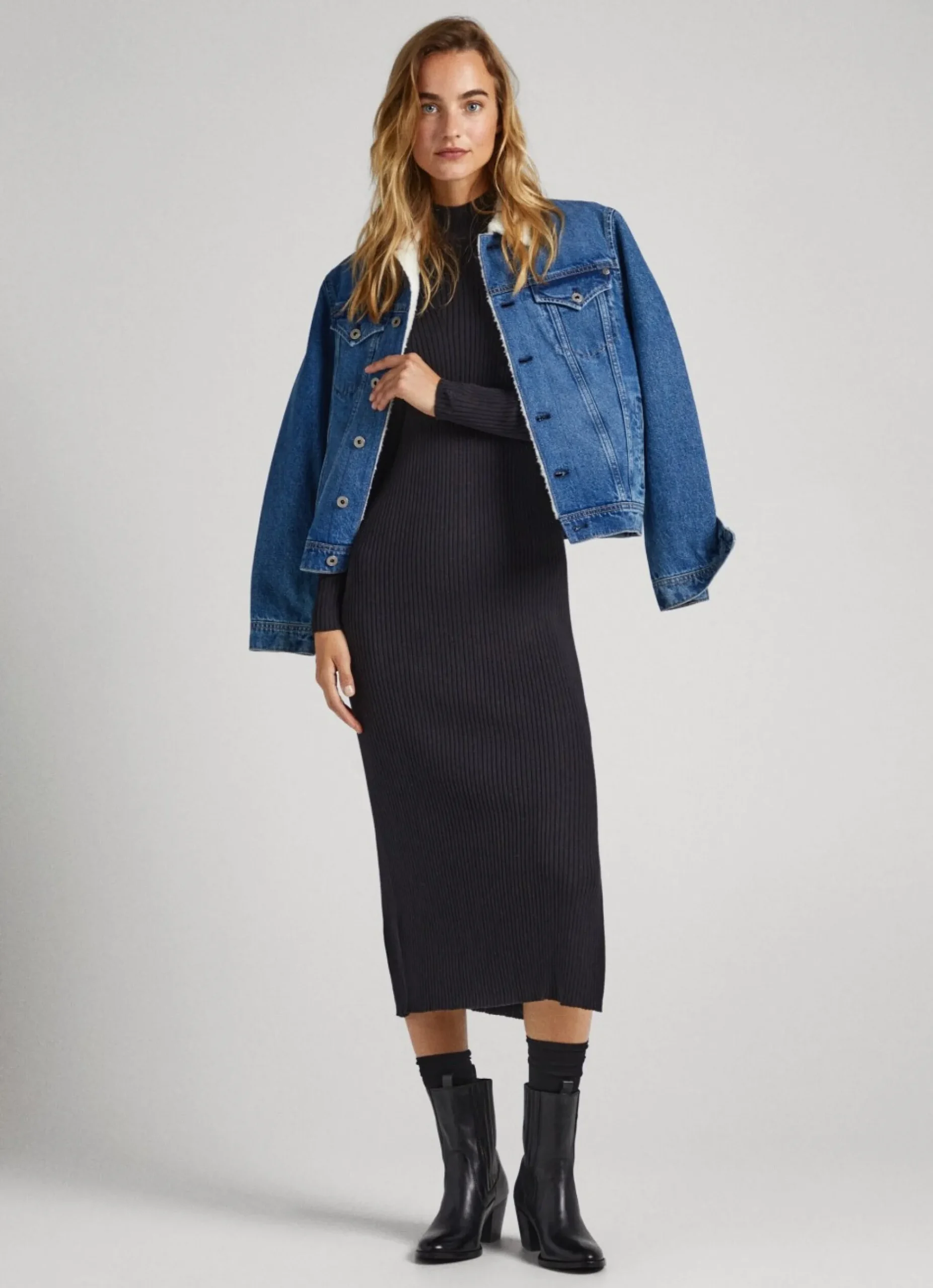 Mulher Pepe Jeans Malhas>Vestido Canelado Regular Fit