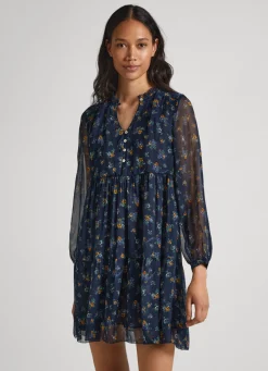 Mulher Pepe Jeans Vestidos E Macacões>Vestido Chiffon Padrao Floral