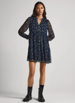 Mulher Pepe Jeans Vestidos E Macacões>Vestido Chiffon Padrao Floral