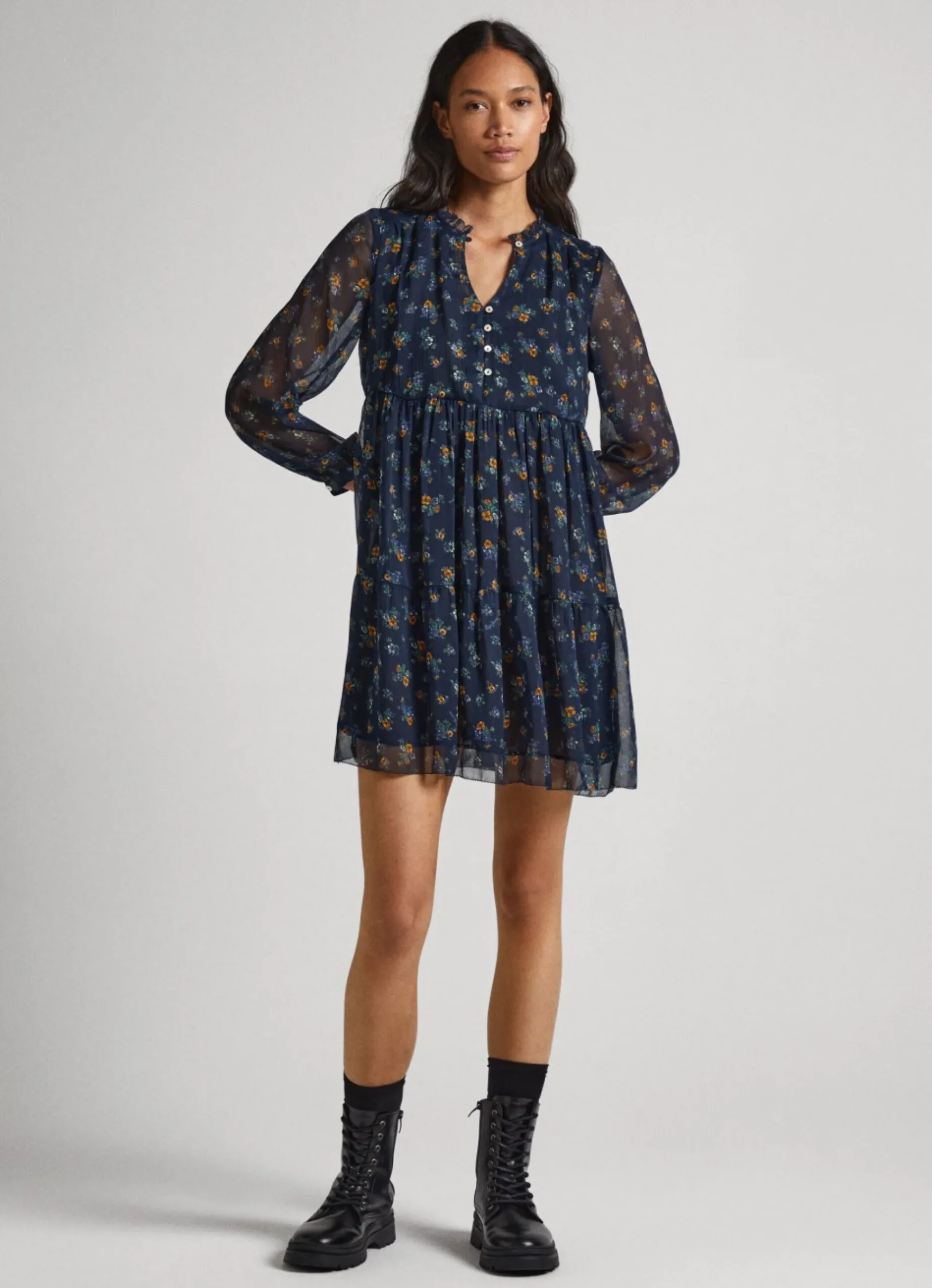 Mulher Pepe Jeans Vestidos E Macacões>Vestido Chiffon Padrao Floral