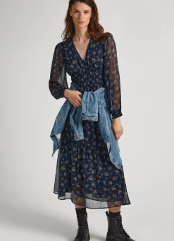 Mulher Pepe Jeans Vestidos E Macacões>Vestido Chiffon Padrao Floral