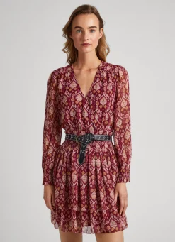 Mulher Pepe Jeans Vestidos E Macacões>Vestido De Chiffon Ornamental
