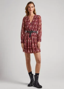 Mulher Pepe Jeans Vestidos E Macacões>Vestido De Chiffon Ornamental