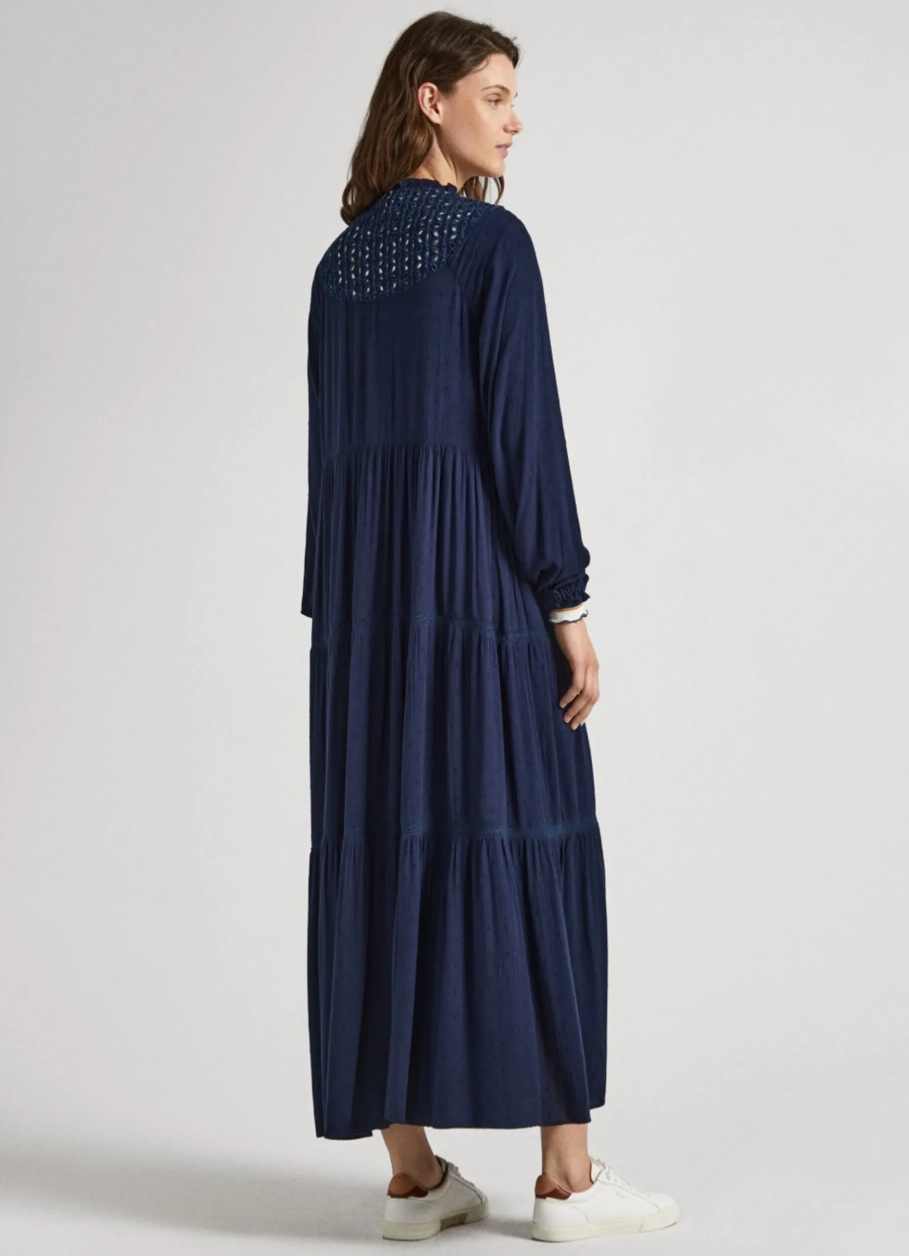 Mulher Pepe Jeans Vestidos E Macacões>Vestido Dobby Com Detalhes Abertos