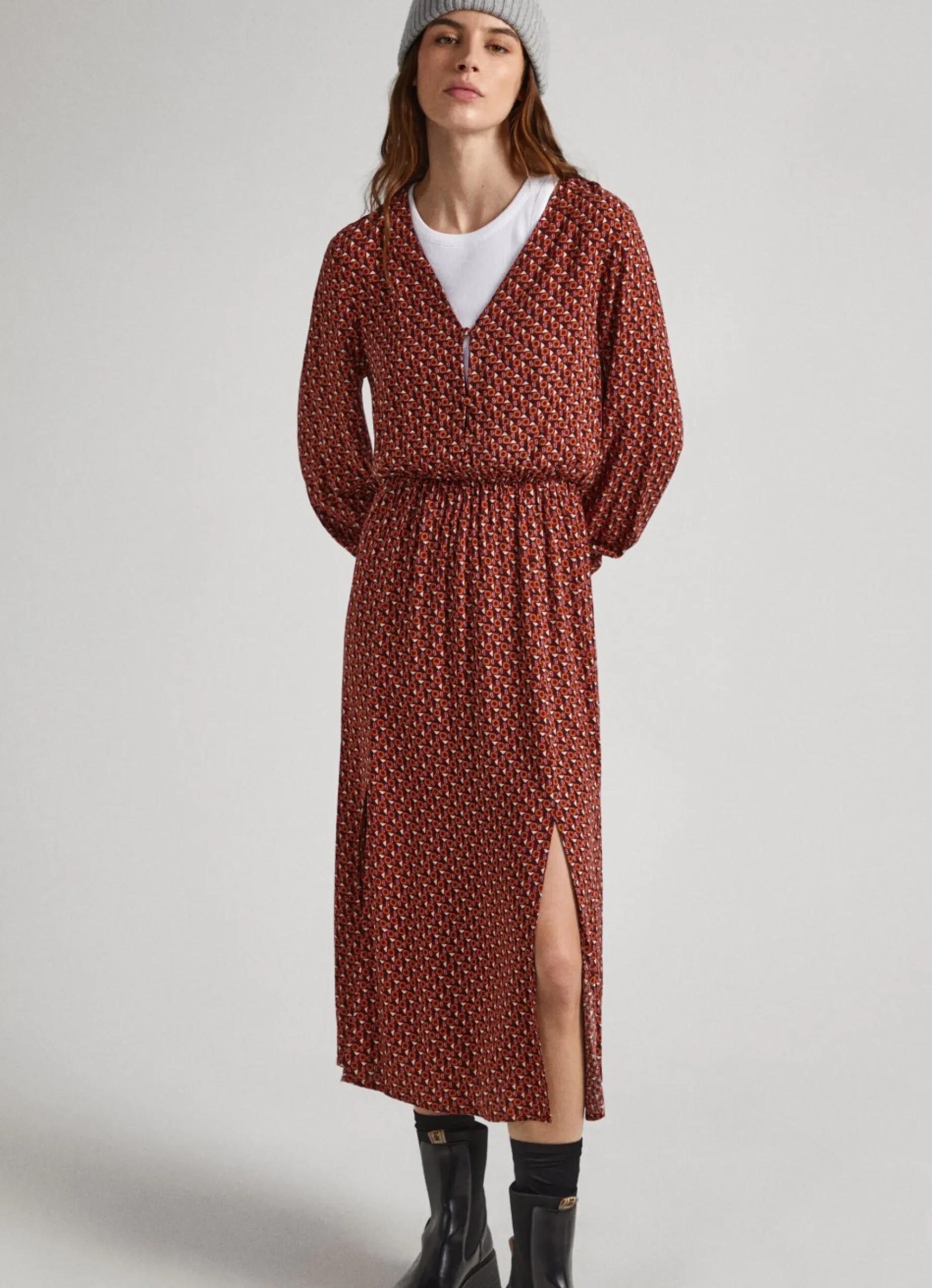 Mulher Pepe Jeans Vestidos E Macacões>Vestido Dobby Padrao Geometrico