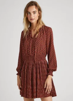 Mulher Pepe Jeans Vestidos E Macacões>Vestido Plissado Estampado All Over