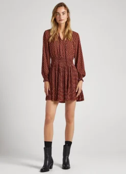 Mulher Pepe Jeans Vestidos E Macacões>Vestido Plissado Estampado All Over