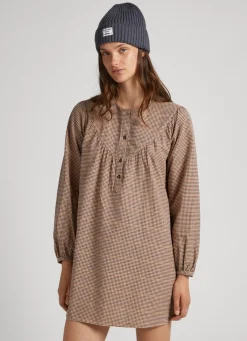 Mulher Pepe Jeans Vestidos E Macacões>Vestido Xadrez De Algodao
